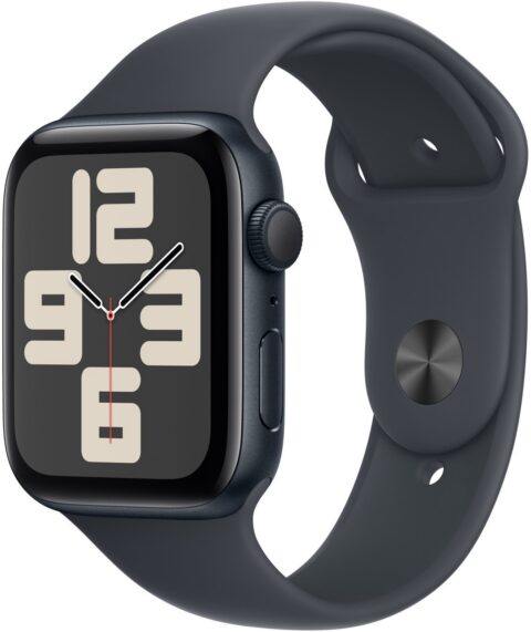 Apple Watch SE 44mm Temně inkoustový hliník s temně inkoustovým sportovním řemínkem - M/L